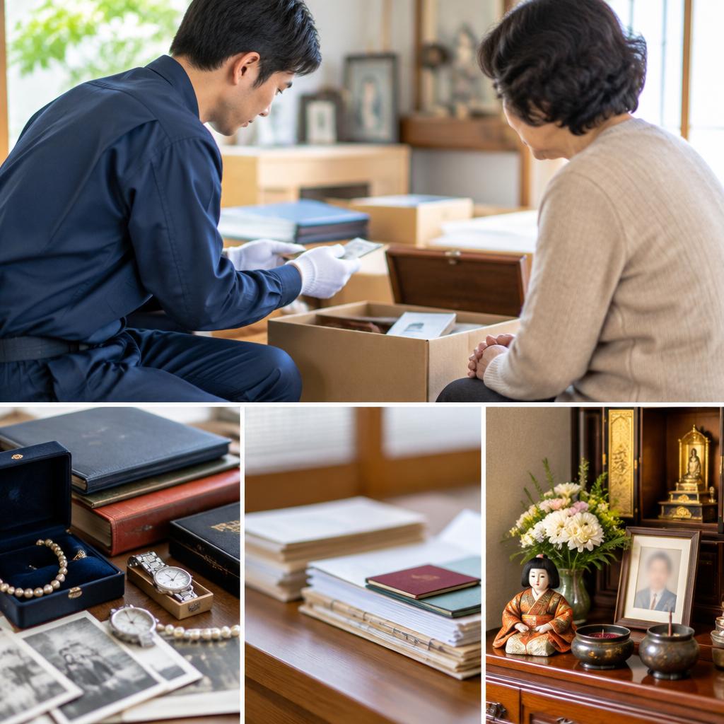 思い出の品も大切に。残す物を確認しながら進めます