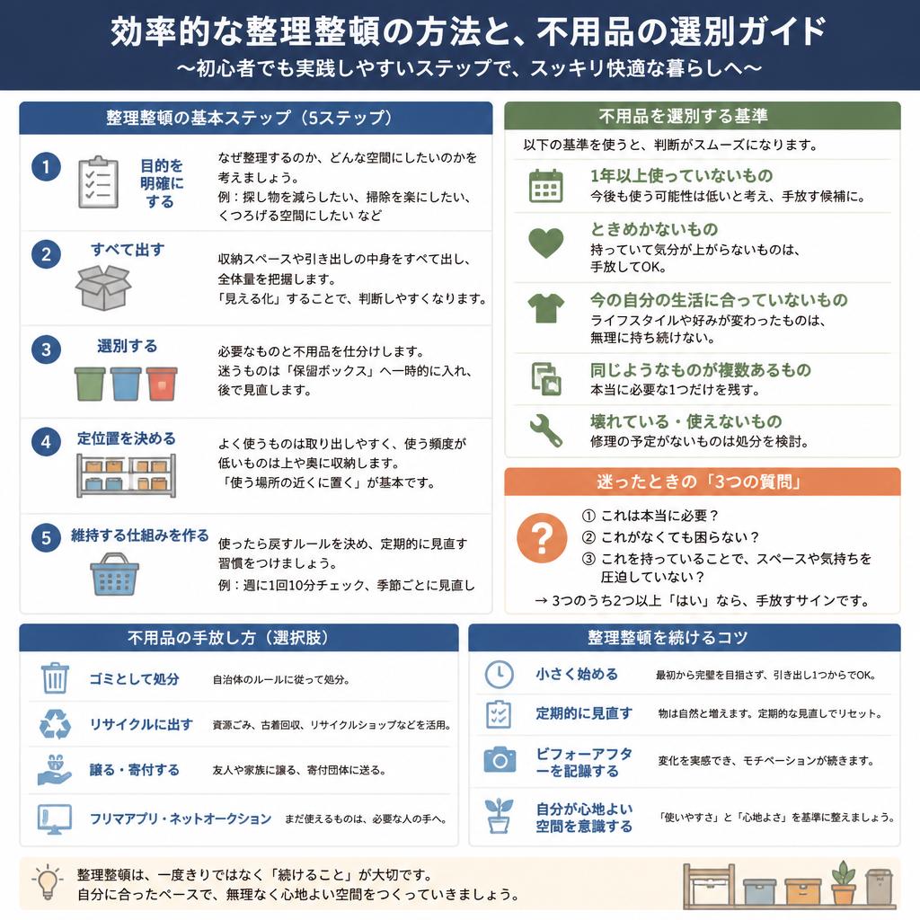 整理整頓の具体的なアドバイス