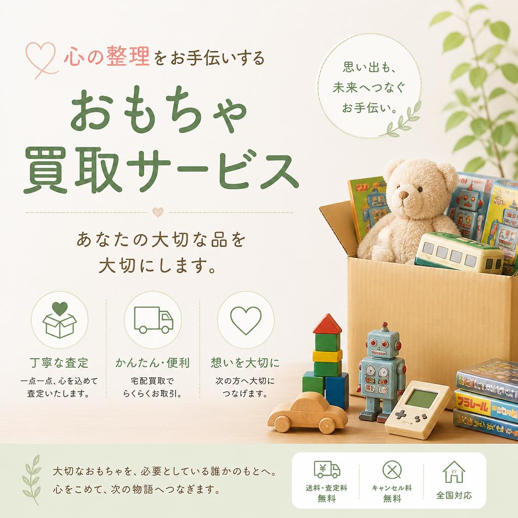 心の整理をお手伝いするおもちゃ買取サービス。あなたの大切な品を大切にします。